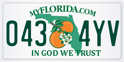 FL license plate 0434YV