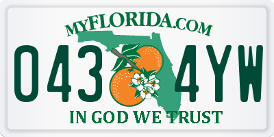 FL license plate 0434YW
