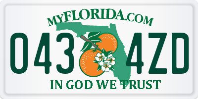 FL license plate 0434ZD