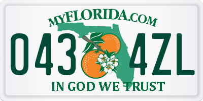 FL license plate 0434ZL