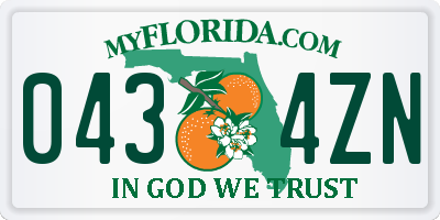 FL license plate 0434ZN