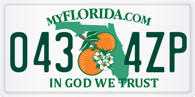 FL license plate 0434ZP