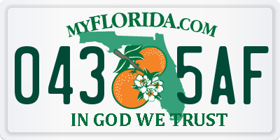 FL license plate 0435AF