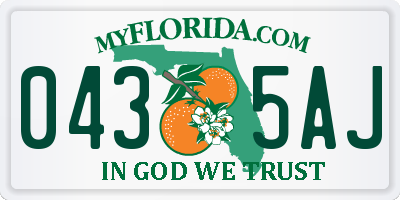 FL license plate 0435AJ