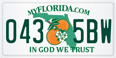 FL license plate 0435BW