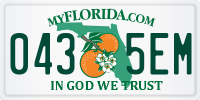 FL license plate 0435EM