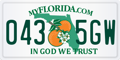 FL license plate 0435GW