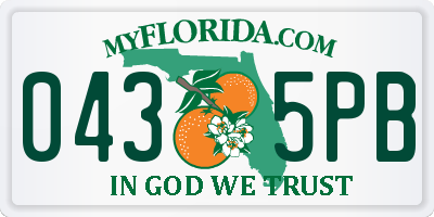 FL license plate 0435PB