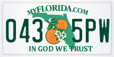 FL license plate 0435PW