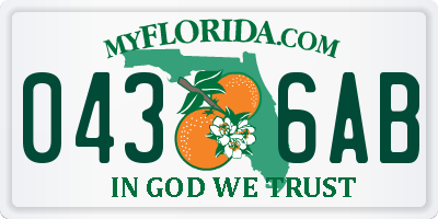 FL license plate 0436AB