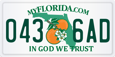 FL license plate 0436AD