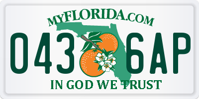 FL license plate 0436AP