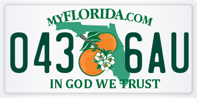 FL license plate 0436AU