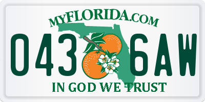 FL license plate 0436AW