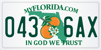 FL license plate 0436AX