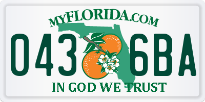 FL license plate 0436BA
