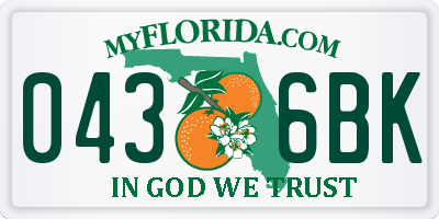 FL license plate 0436BK