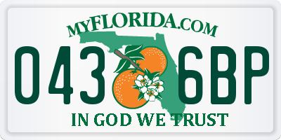 FL license plate 0436BP
