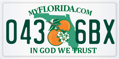 FL license plate 0436BX