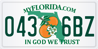 FL license plate 0436BZ