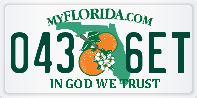 FL license plate 0436ET