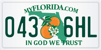 FL license plate 0436HL