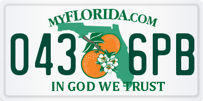 FL license plate 0436PB