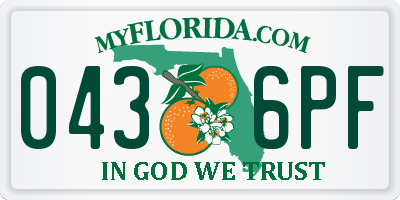 FL license plate 0436PF