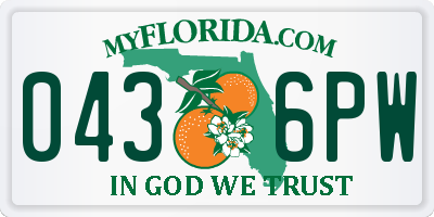 FL license plate 0436PW