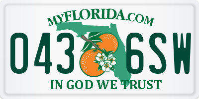 FL license plate 0436SW