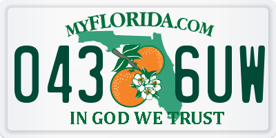 FL license plate 0436UW