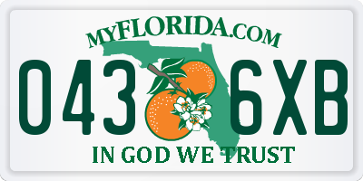 FL license plate 0436XB