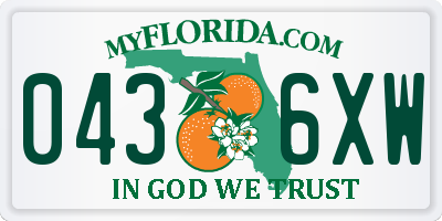 FL license plate 0436XW