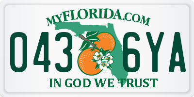 FL license plate 0436YA