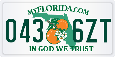 FL license plate 0436ZT