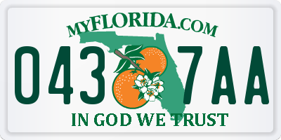 FL license plate 0437AA