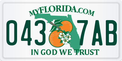 FL license plate 0437AB
