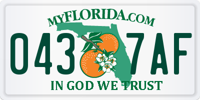 FL license plate 0437AF