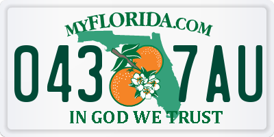 FL license plate 0437AU