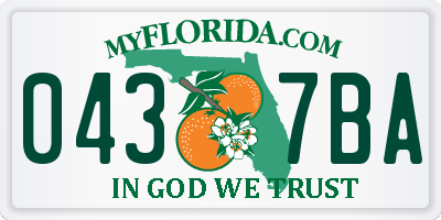 FL license plate 0437BA