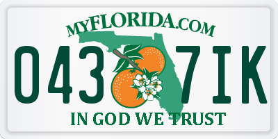 FL license plate 0437IK