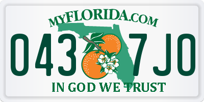 FL license plate 0437JO