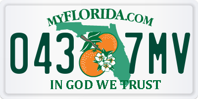 FL license plate 0437MV