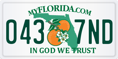 FL license plate 0437ND