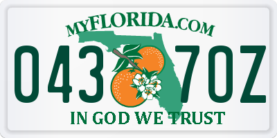 FL license plate 0437OZ
