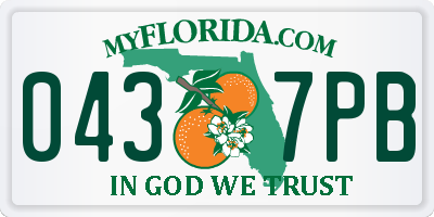FL license plate 0437PB