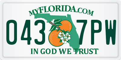 FL license plate 0437PW