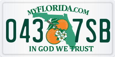 FL license plate 0437SB