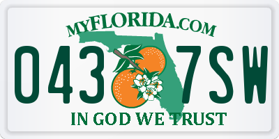 FL license plate 0437SW