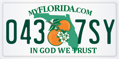 FL license plate 0437SY